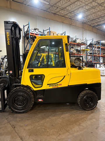2021 HYSTER H120FT 12000 LB DIESEL FORKLIFT PNEUMATIC 110/158" 2 STAGE CLEAR VIEW MAST ENCLOSED CAB WITH SIDE SHIFTER ONLY 1474 HOURS STOCK # BF9199429-BUF