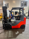 2021 TOYOTA 8FGCU25 5000 LB LP GAS FORKLIFT CUSHION 83/189" 3 STAGE MAST SIDE SHIFTER LOW HOURS STOCK # BF9119139-BUF - United Lift LLC