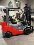 2022 TOYOTA 8FGCU30 6000 LB LP GAS FORKLIFT CUSHION 87/187" 3 STAGE MAST SIDE SHIFTING FORK POSITIONER 728 HOURS STOCK # BF9124459-BUF