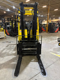 2023 HYSTER E65XN 6500 LB 48 VOLT ELECTRIC FORKLIFT CUSHION 89/130" 2 STAGE FULL FREE LIFT MAST SIDE SHIFTING FORK POSITIONER 672 HOURS STOCK # BF9112959-BUF