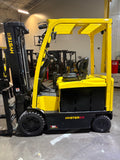 2023 HYSTER E65XN 6500 LB 48 VOLT ELECTRIC FORKLIFT CUSHION 89/130" 2 STAGE FULL FREE LIFT MAST SIDE SHIFTING FORK POSITIONER 672 HOURS STOCK # BF9112959-BUF