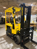 2023 HYSTER E65XN 6500 LB 48 VOLT ELECTRIC FORKLIFT CUSHION 89/130" 2 STAGE FULL FREE LIFT MAST SIDE SHIFTING FORK POSITIONER 672 HOURS STOCK # BF9112959-BUF