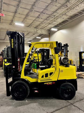 2018 HYSTER H80FT 8000 LB LP GAS FORKLIFT PNEUMATIC 108/169" 2 STAGE CLEAR VIEW MAST SIDE SHIFTER ONLY 1,649 HOURS STOCK # BF9212869-BUF - United Lift Equipment LLC