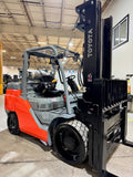 2023 TOYOTA 8FGC70U 15500 LB LP GAS FORKLIFT CUSHION 108/168" 2 STAGE CLEAR VIEW MAST SIDE SHIFTING FORK POSITIONER PLUMBED 4 WAYS TO CARRIAGE 1268 HOURS PLUMBED 4 WAYS TO CARRIAGE STOCK # BF9376899-BUF