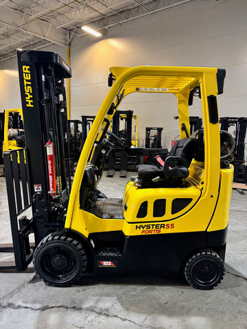 2020 HYSTER S55FT 5500 LB LP GAS FORKLIFT TREADED CUSHION 89/207" 3 STAGE MAST SIDE SHIFTER 958 HOURS STOCK # BF9118839-BUF
