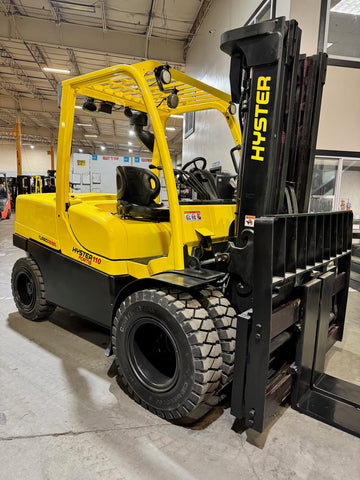 2020 HYSTER H110FT 11000 LB DIESEL FORKLIFT PNEUMATIC 94/185" 3 STAGE MAST 1469 HOURS SIDE SHIFTING FORK POSITIONER STOCK # BF9191229-BUF