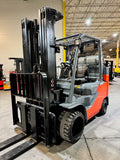 2019 TOYOTA 8FGC45U-BCS 10000 LB LP GAS FORKLIFT CUSHION 1437 HOURS 92/187" 3 STAGE MAST SIDE SHIFTER STOCK # BF9164939-BUF - United Lift LLC