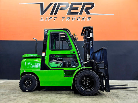 2026 VIPER FD45 10000 LB DIESEL FORKLIFT PNEUMATIC 90/189" 3 STAGE MAST SIDE SHIFTING FORK POSITIONER ENCLOSED HEATED CAB STOCK # BF9546829-ILE