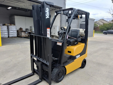 2020 YALE GLC030VX 3000 LB LP GAS FORKLIFT CUSHION 82/187 3 STAGE MAST SIDE SHIFTER 6944 HOURS STOCK # BF975249-CEMI